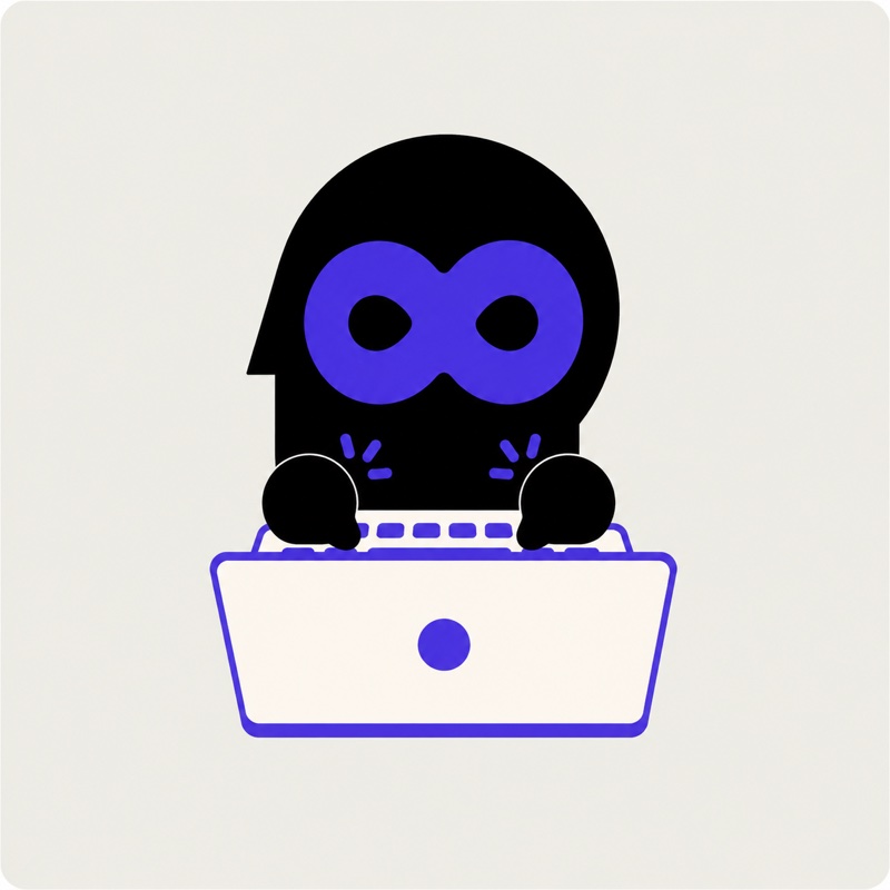 Nepo typing on a laptop